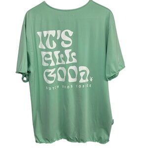 Dutch Bros XL Green w/White “It’s All Good” Tapered @Waist & Sleeves Pocket DB *